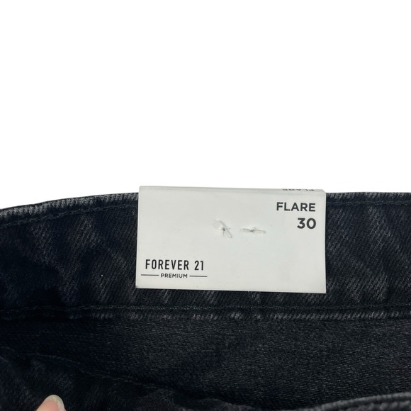 NWT Forever 21 Premium Black Flare Bell Bottom Jeans Women's Size 30 Raw Hem - Picture 5 of 7